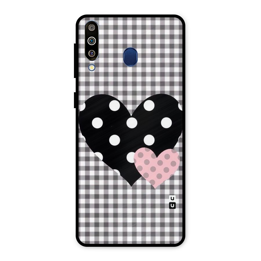 Polka Check Hearts Metal Back Case for Galaxy M30