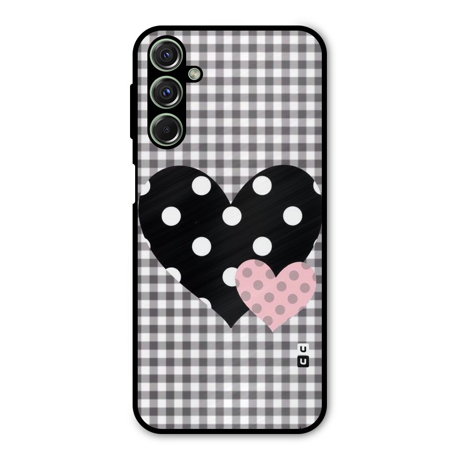 Polka Check Hearts Metal Back Case for Galaxy M34