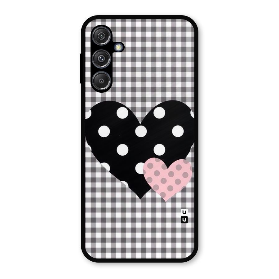 Polka Check Hearts Metal Back Case for Galaxy M34 5G