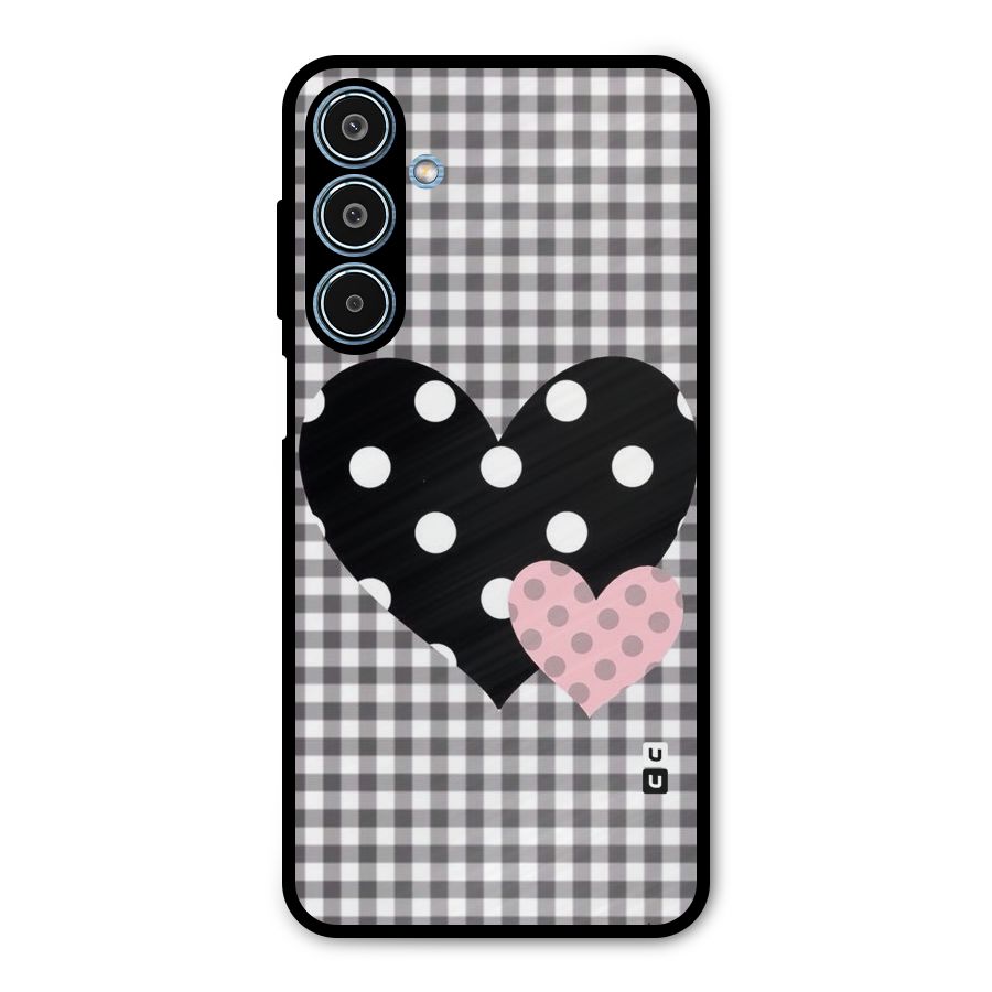 Polka Check Hearts Metal Back Case for Galaxy M35