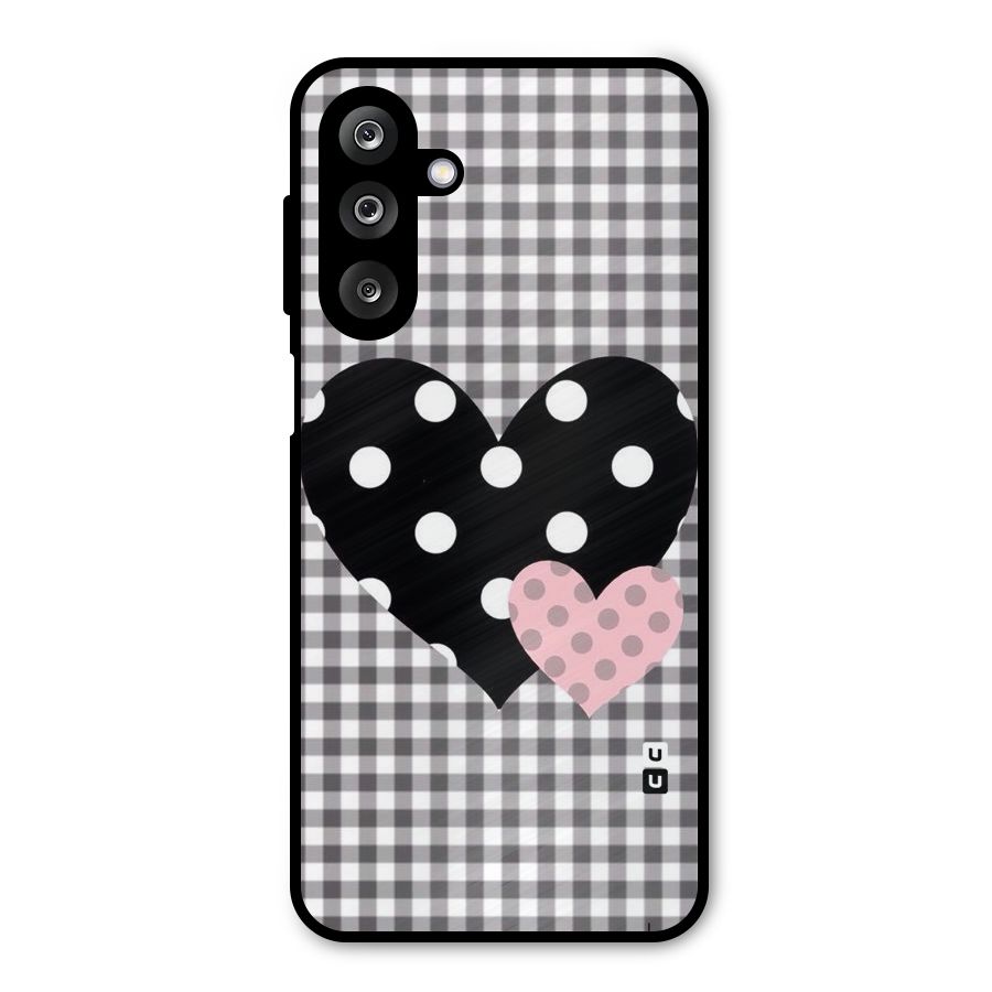 Polka Check Hearts Metal Back Case for Galaxy M36