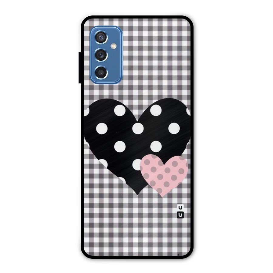 Polka Check Hearts Metal Back Case for Galaxy M52 5G