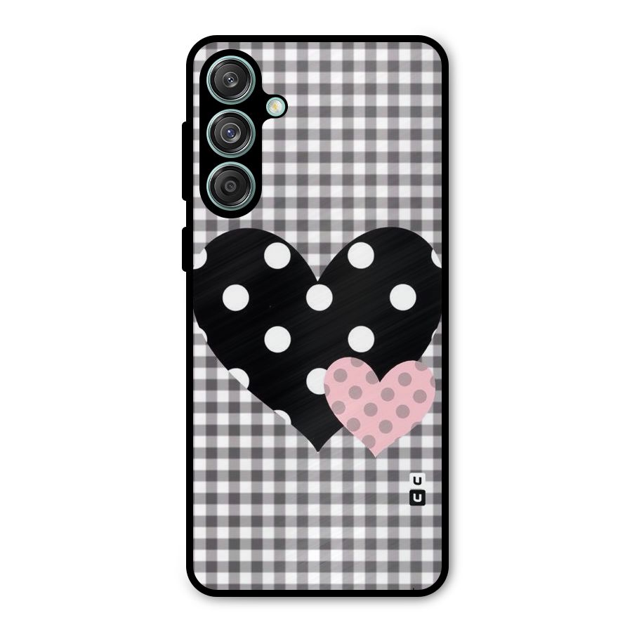 Polka Check Hearts Metal Back Case for Galaxy M55 5G