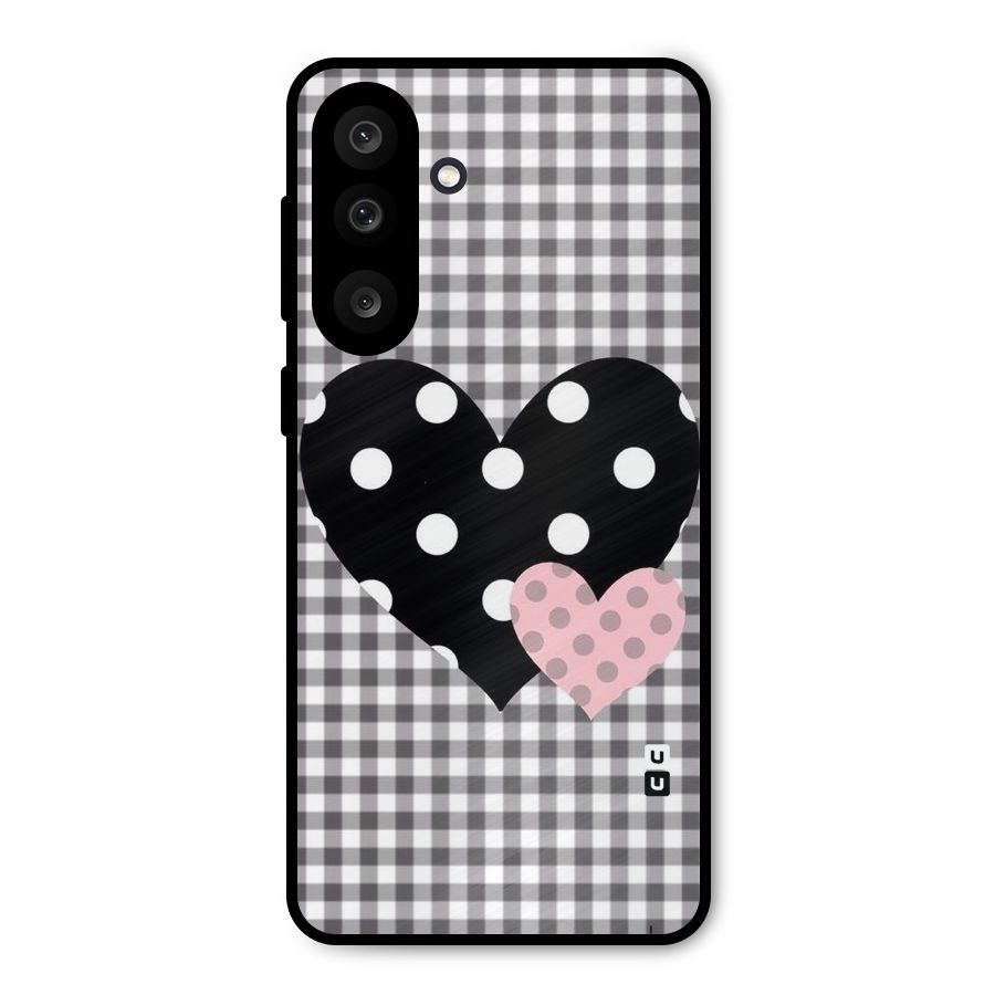 Polka Check Hearts Metal Back Case for Galaxy M56