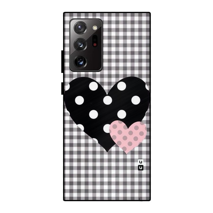 Polka Check Hearts Metal Back Case for Galaxy Note 20 Ultra