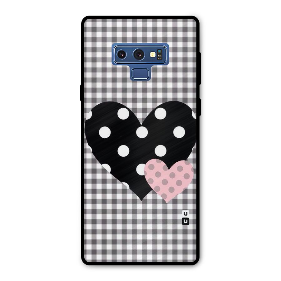 Polka Check Hearts Metal Back Case for Galaxy Note 9