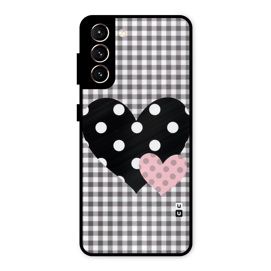 Polka Check Hearts Metal Back Case for Galaxy S21 5G
