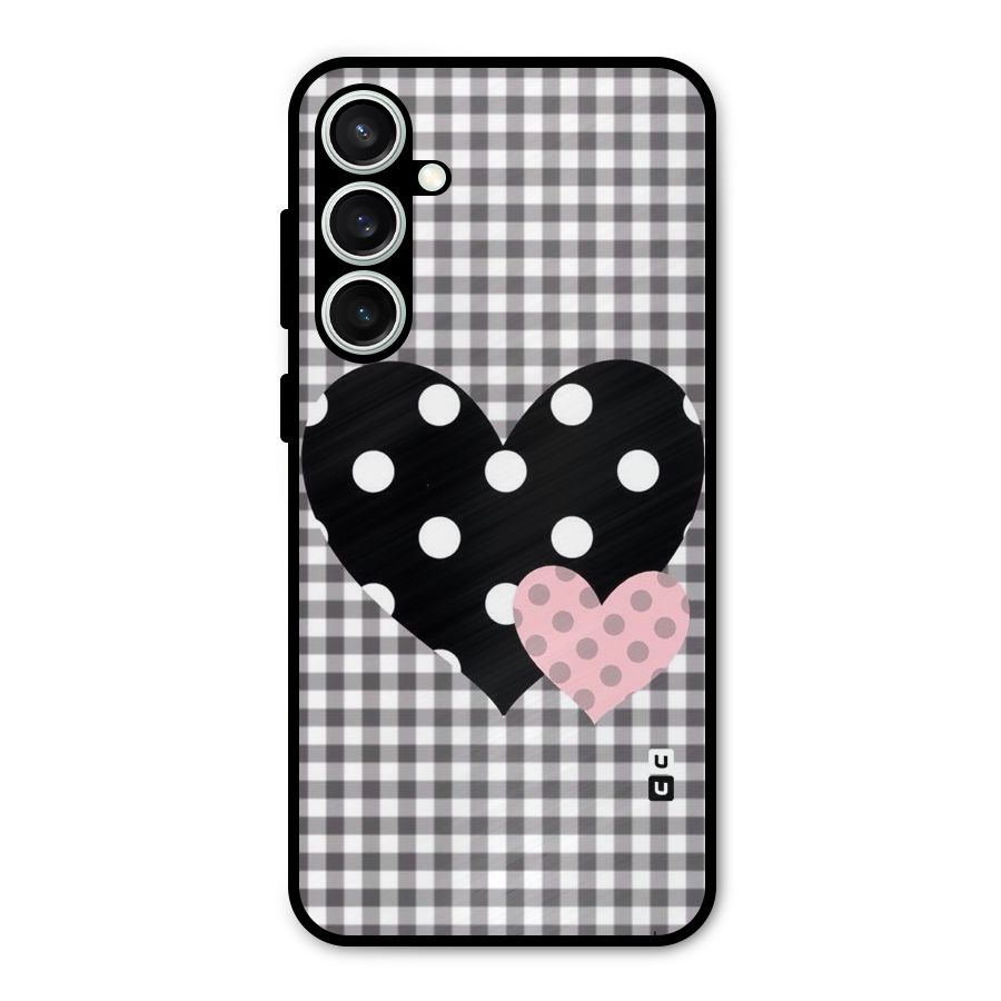 Polka Check Hearts Metal Back Case for Galaxy S23 FE