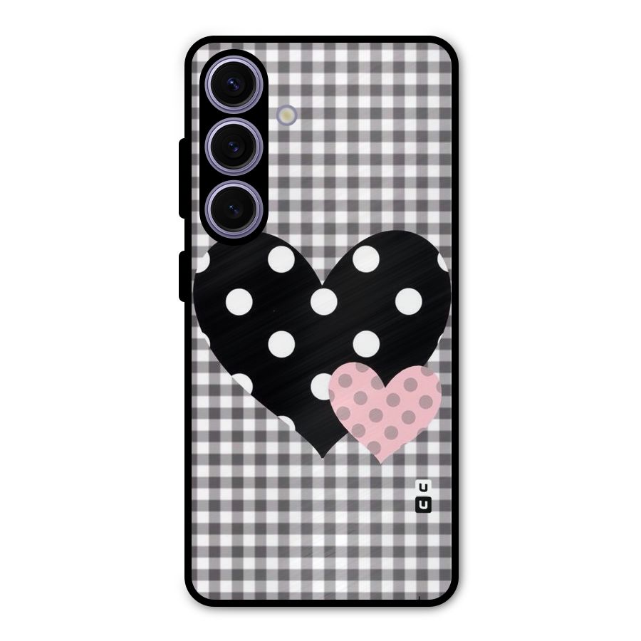 Polka Check Hearts Metal Back Case for Galaxy S24