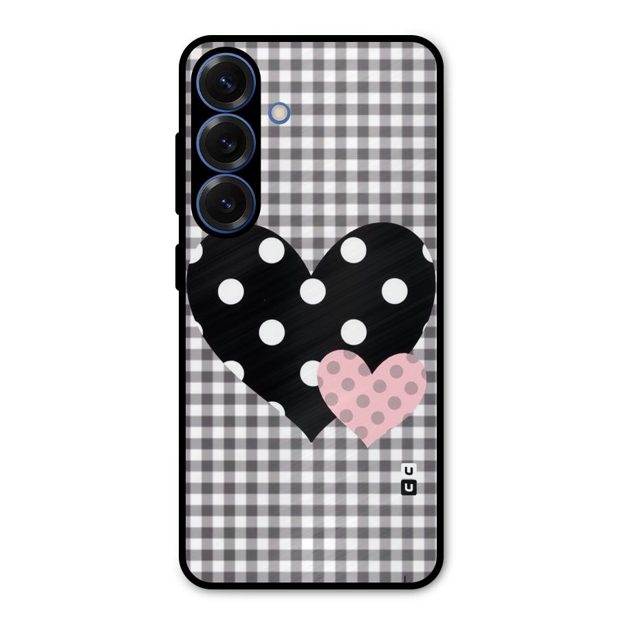 Polka Check Hearts Metal Back Case for Galaxy S25