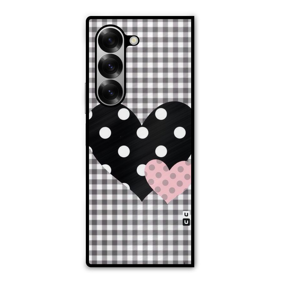 Polka Check Hearts Metal Back Case for Galaxy Z Fold6