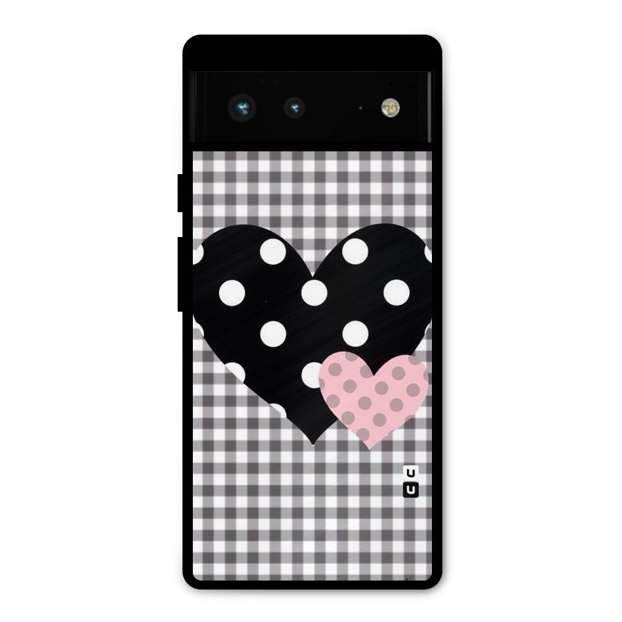 Polka Check Hearts Metal Back Case for Google Pixel 6