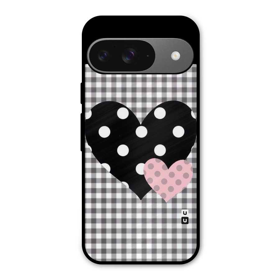 Polka Check Hearts Metal Back Case for Google Pixel 9