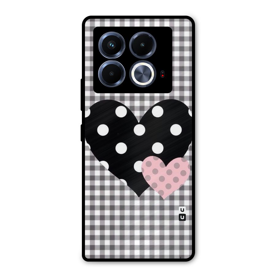 Polka Check Hearts Metal Back Case for Infinix Note 40 5G