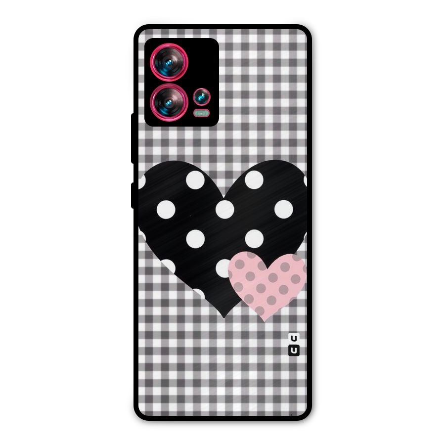 Polka Check Hearts Metal Back Case for Motorola Edge 30 Fusion
