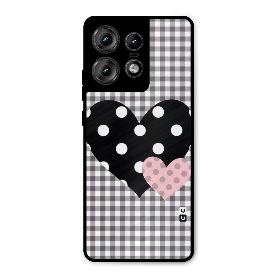 Polka Check Hearts Metal Back Case for Motorola Edge 50 Pro