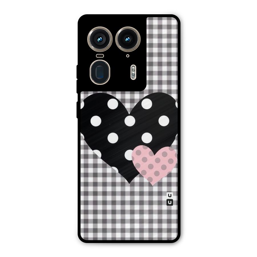 Polka Check Hearts Metal Back Case for Motorola Edge 50 Ultra