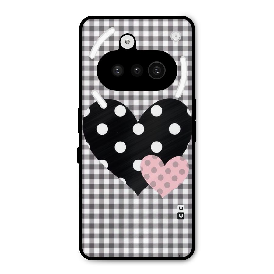 Polka Check Hearts Metal Back Case for Nothing Phone 3a