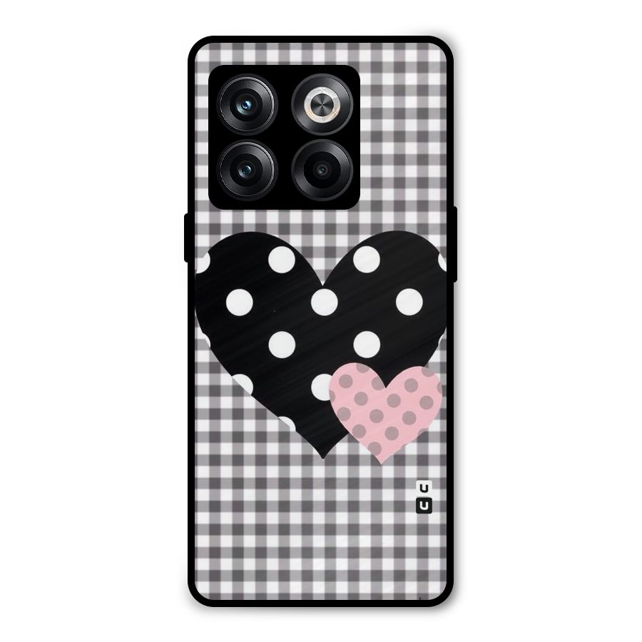 Polka Check Hearts Metal Back Case for OnePlus 10T