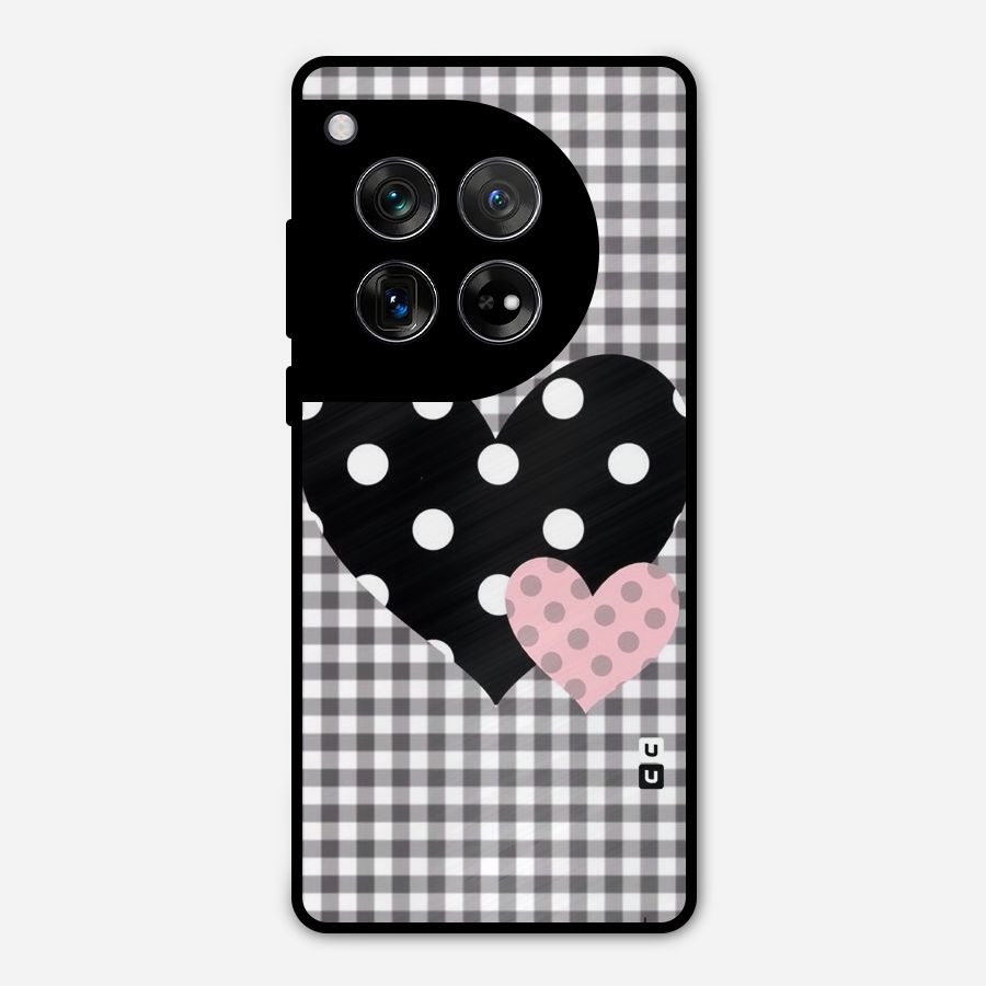 Polka Check Hearts Metal Back Case for OnePlus 12