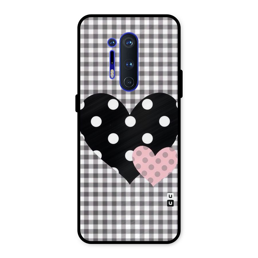 Polka Check Hearts Metal Back Case for OnePlus 8 Pro