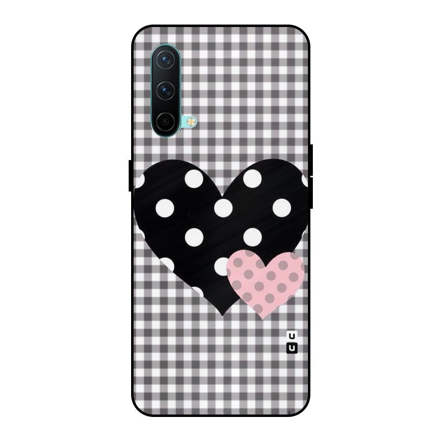 Polka Check Hearts Metal Back Case for OnePlus Nord CE 5G