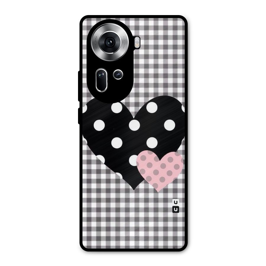 Polka Check Hearts Metal Back Case for Oppo Reno11 5G