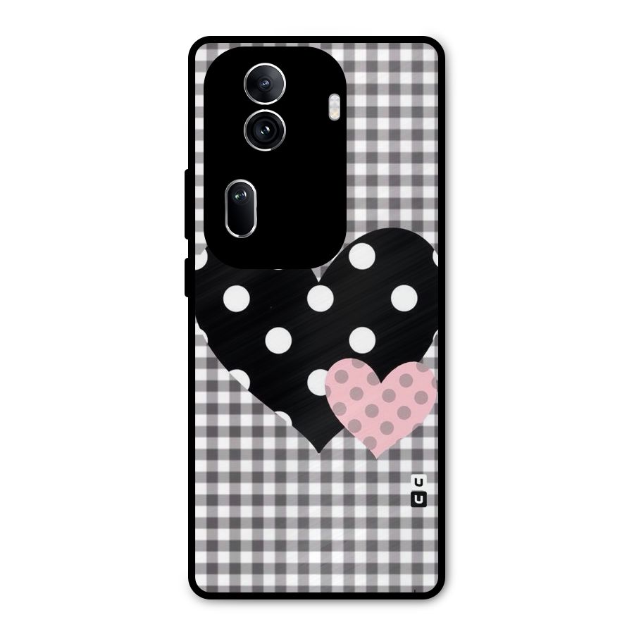Polka Check Hearts Metal Back Case for Oppo Reno11 Pro 5G