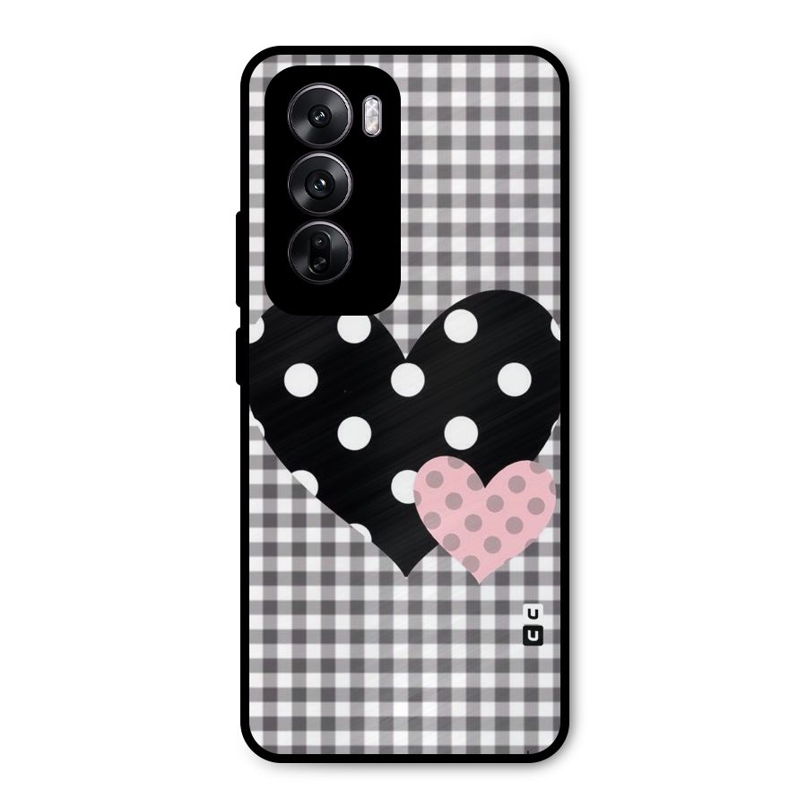 Polka Check Hearts Metal Back Case for Oppo Reno12