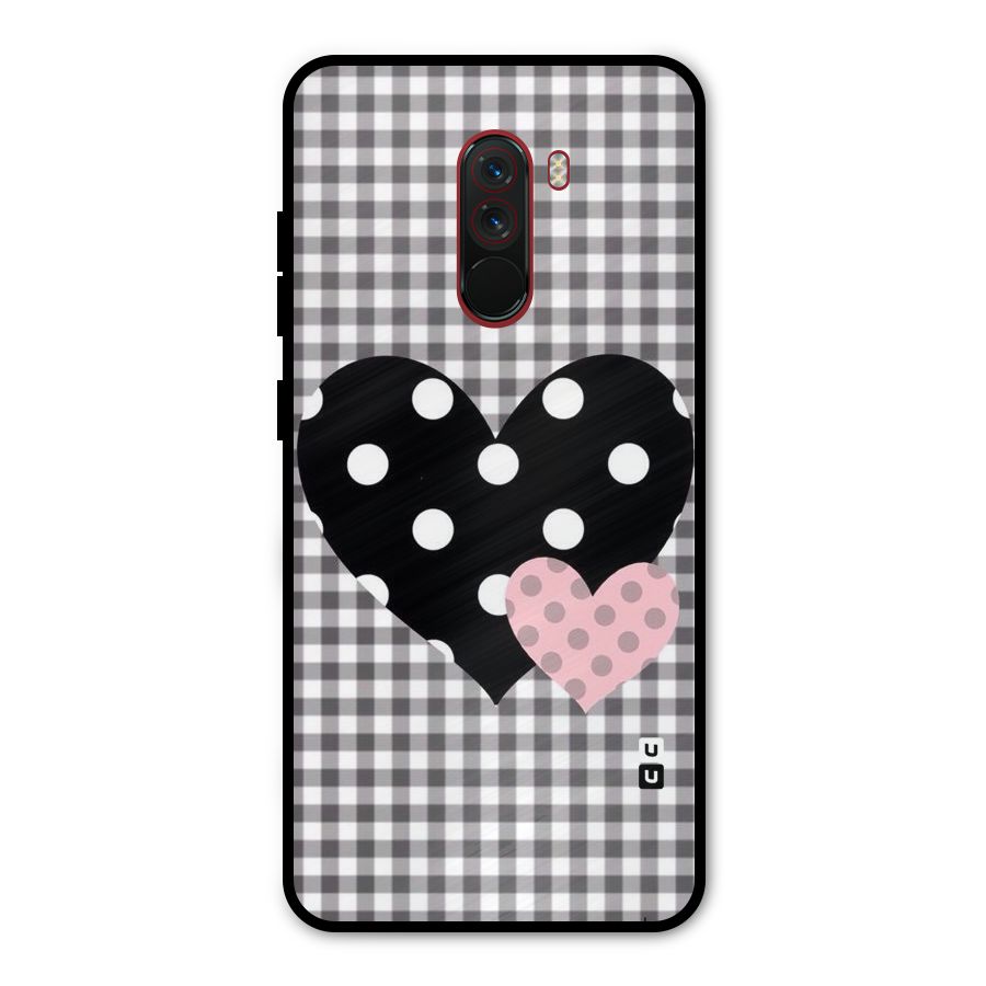 Polka Check Hearts Metal Back Case for Poco F1