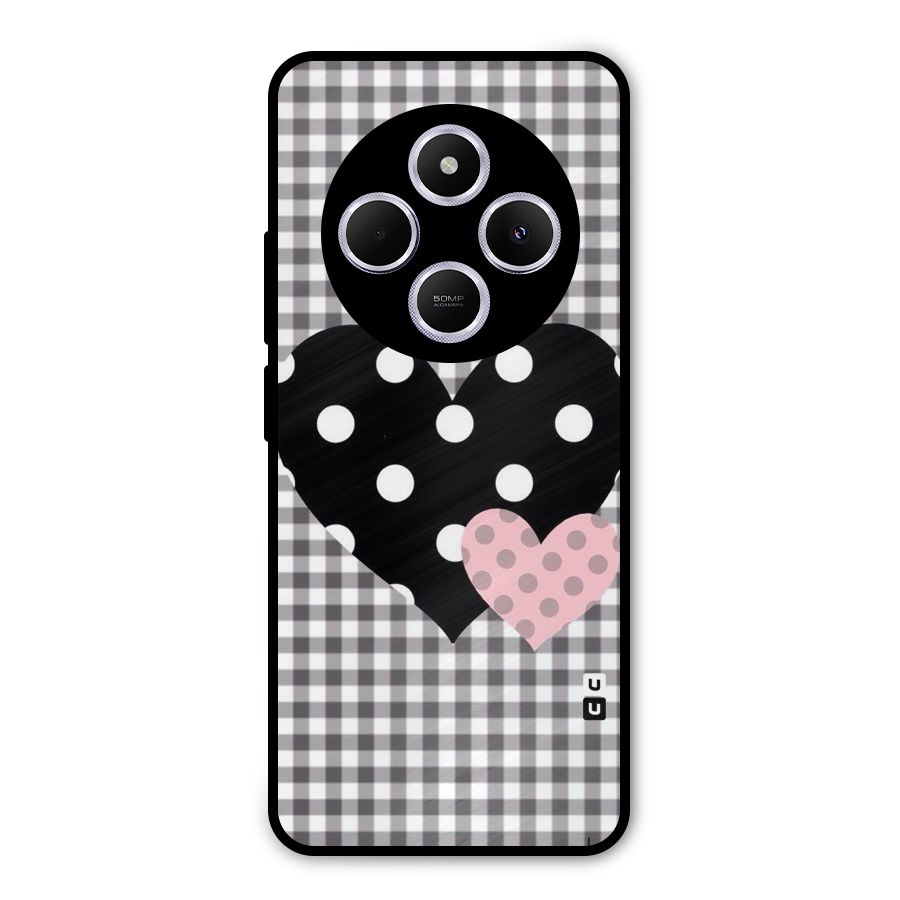 Polka Check Hearts Metal Back Case for Poco M7