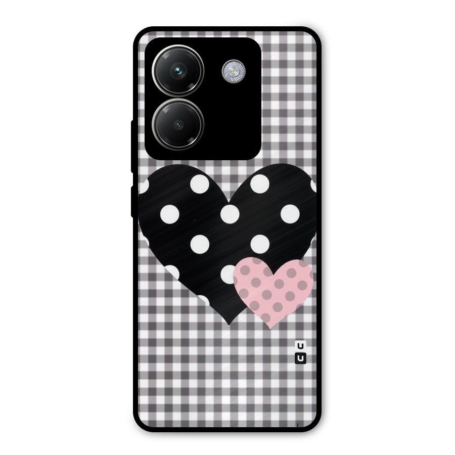 Polka Check Hearts Metal Back Case for Poco M7 Pro 5G