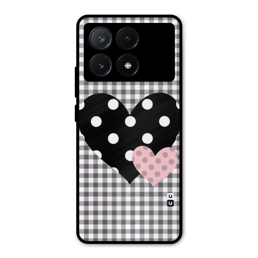 Polka Check Hearts Metal Back Case for Poco X6 Pro