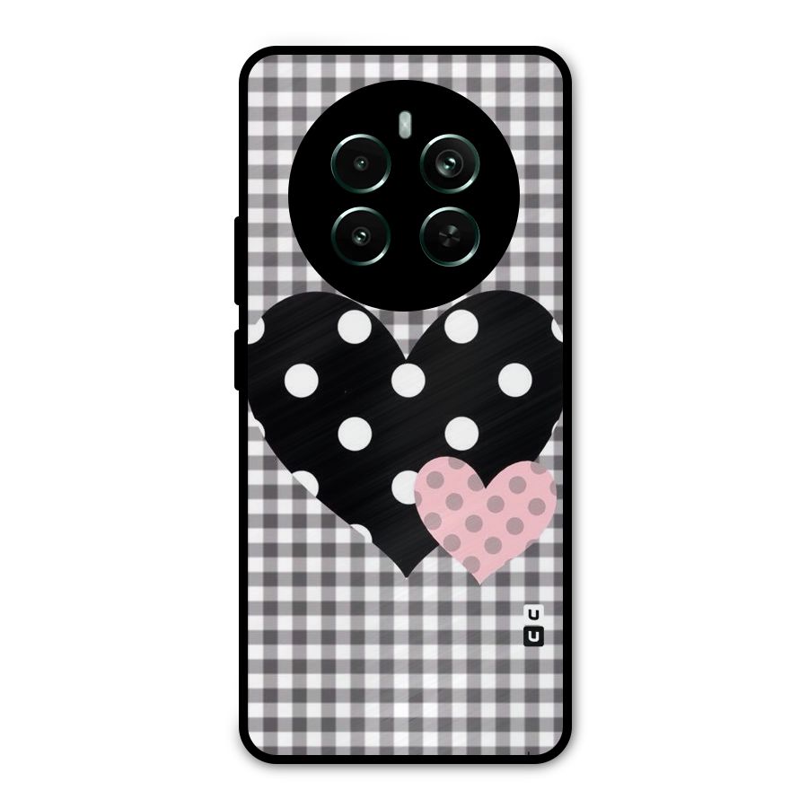 Polka Check Hearts Metal Back Case for Realme 12 Pro Plus