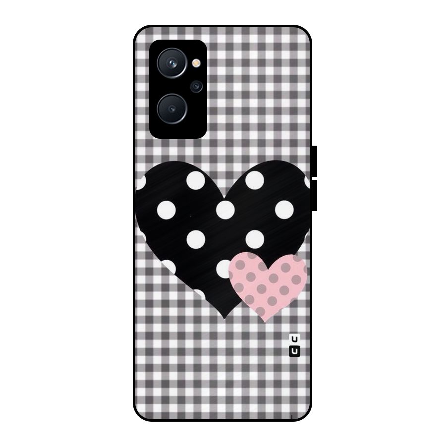 Polka Check Hearts Metal Back Case for Realme 9i 5G