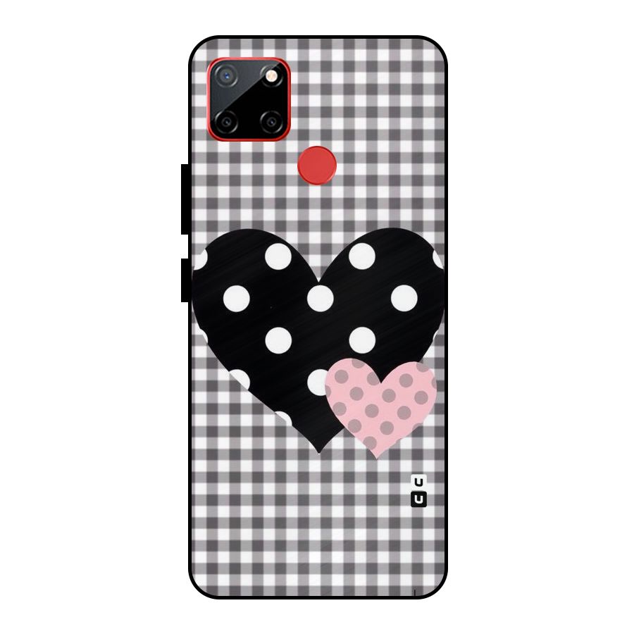Polka Check Hearts Metal Back Case for Realme C12