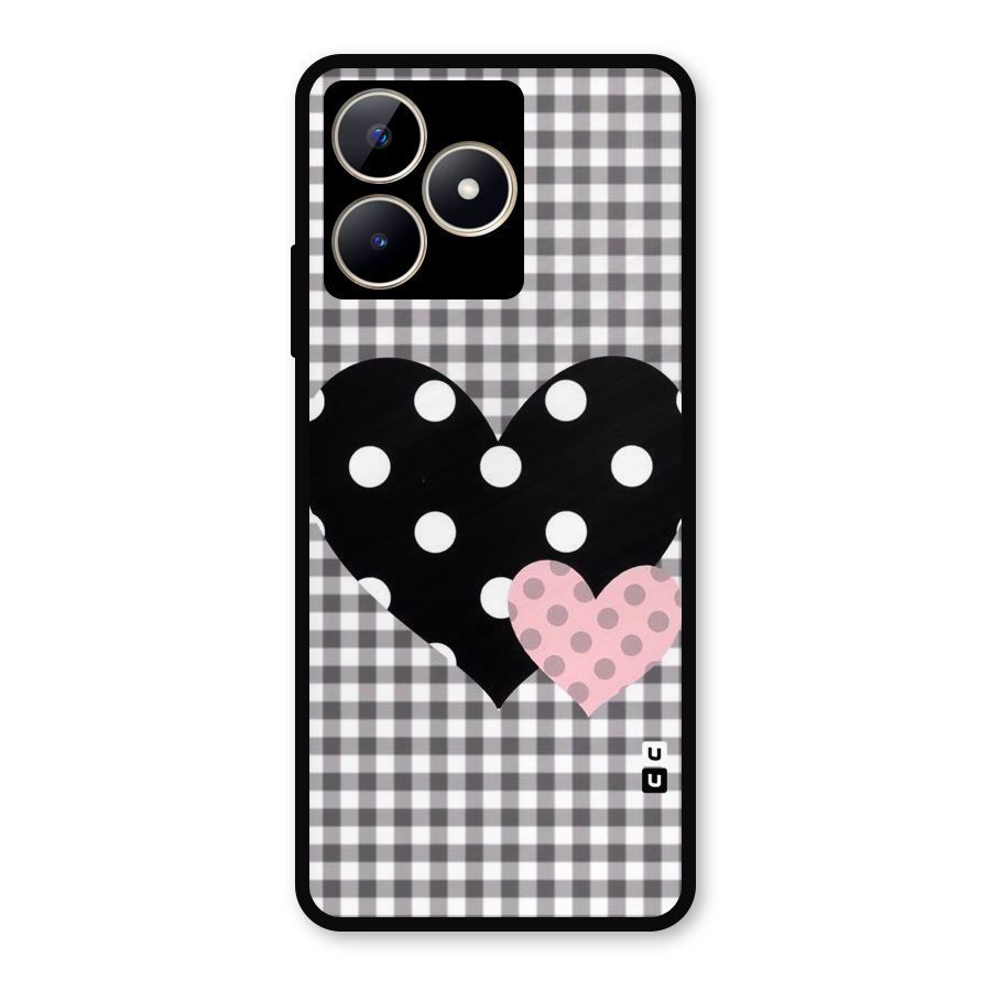 Polka Check Hearts Metal Back Case for Realme C53