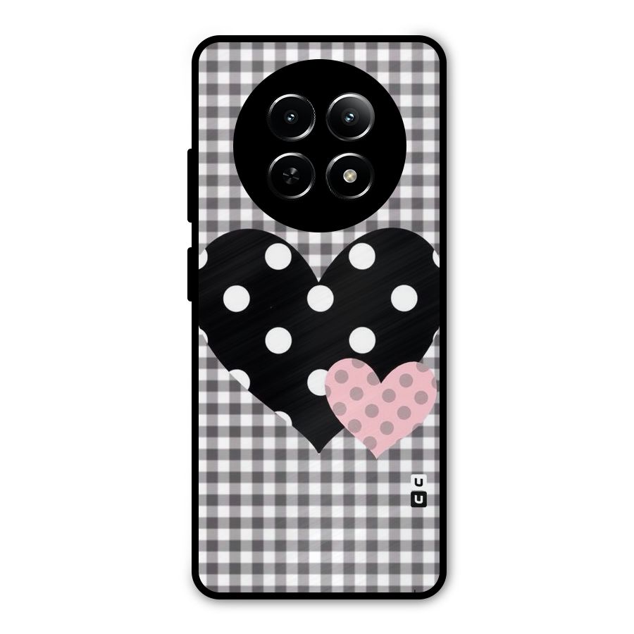 Polka Check Hearts Metal Back Case for Realme Narzo 70x 5G