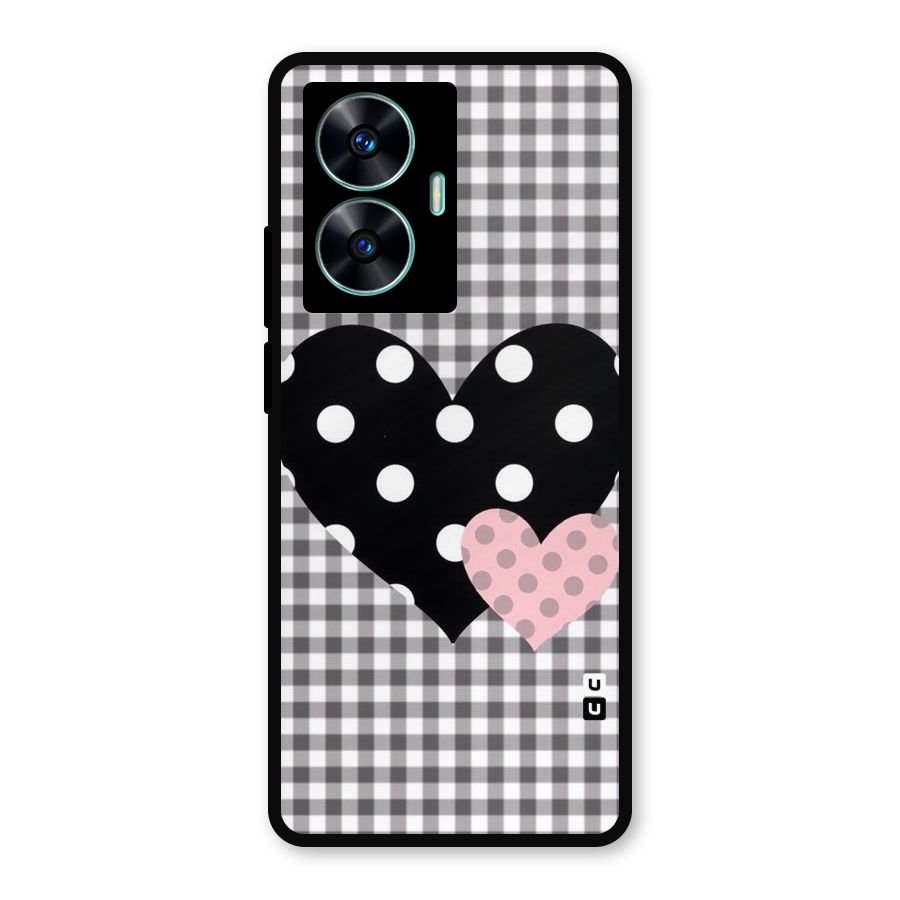 Polka Check Hearts Metal Back Case for Realme Narzo N55