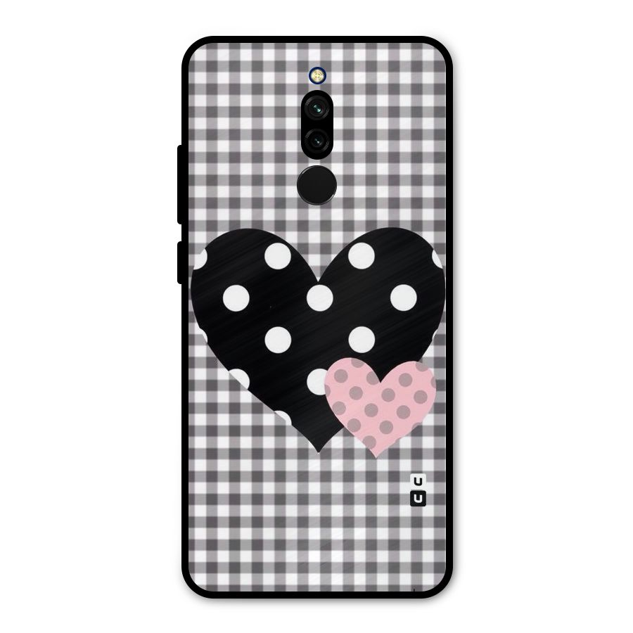 Polka Check Hearts Metal Back Case for Redmi 8
