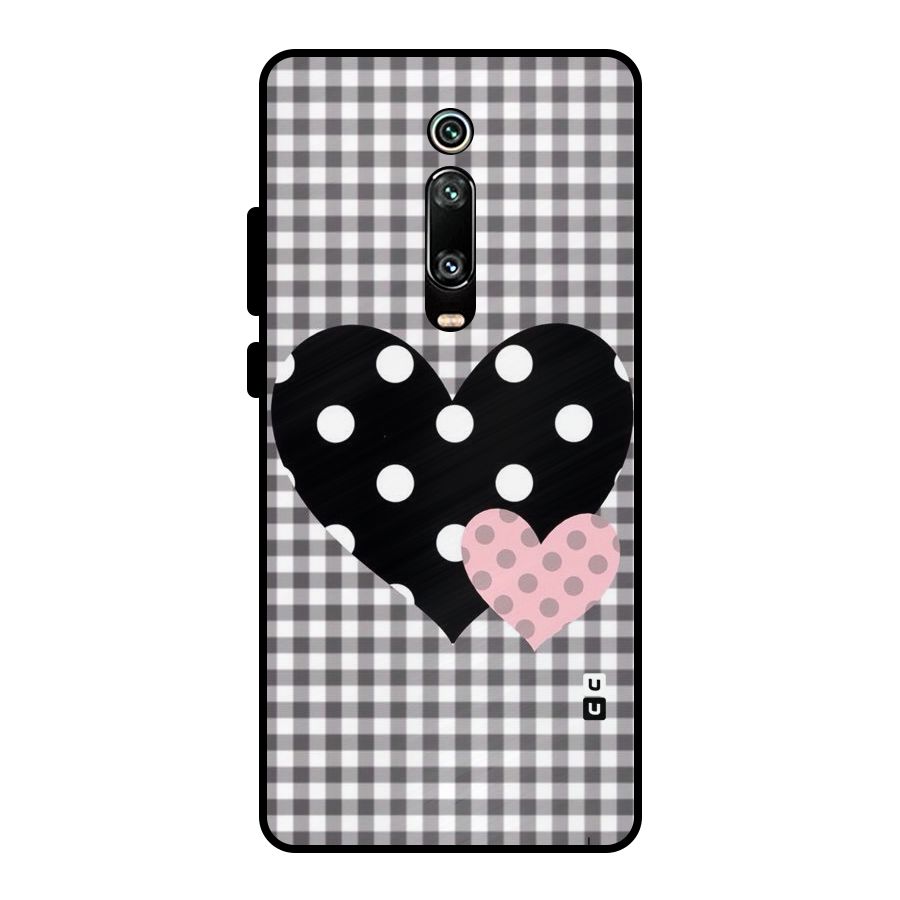 Polka Check Hearts Metal Back Case for Redmi K20 Pro