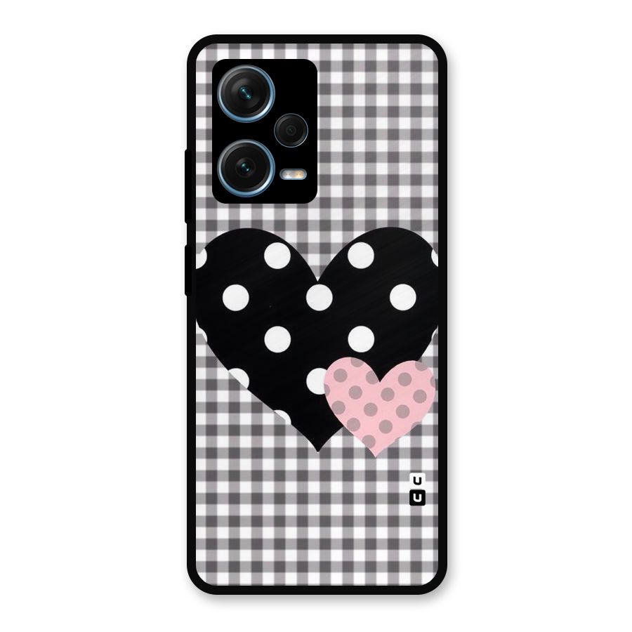 Polka Check Hearts Metal Back Case for Redmi Note 12 Pro Plus 5G