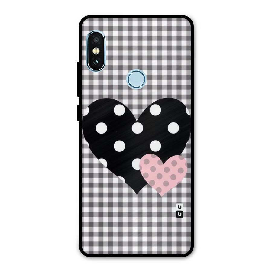 Polka Check Hearts Metal Back Case for Redmi Note 5 Pro