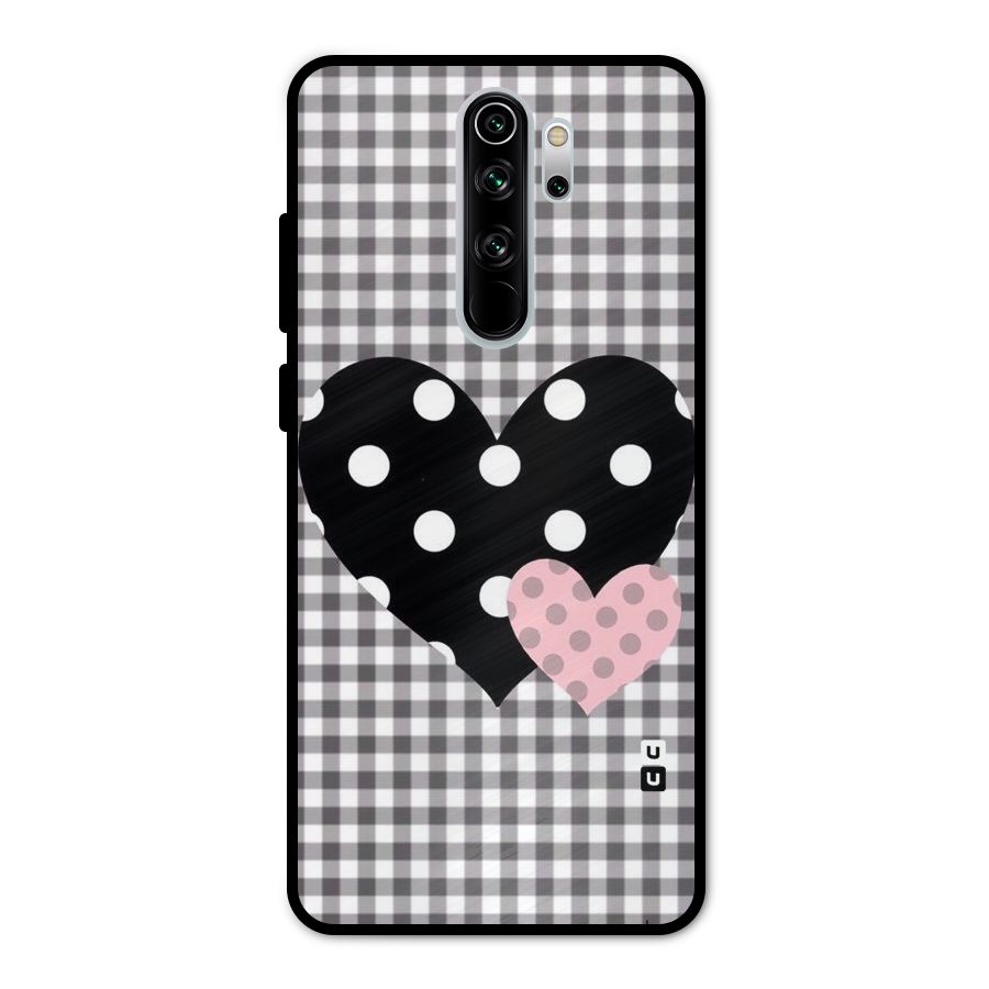 Polka Check Hearts Metal Back Case for Redmi Note 8 Pro