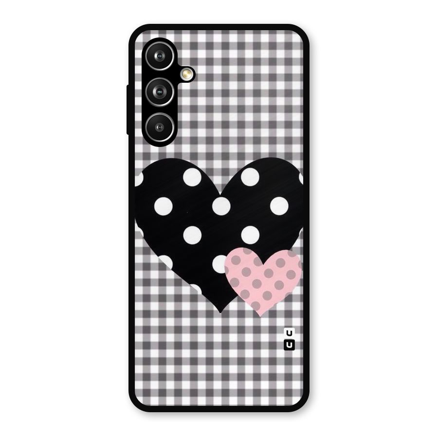 Polka Check Hearts Metal Back Case for Samsung Galaxy M54