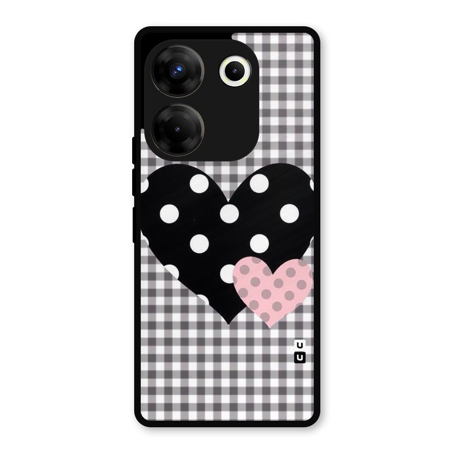 Polka Check Hearts Metal Back Case for Tecno Camon 20 Pro