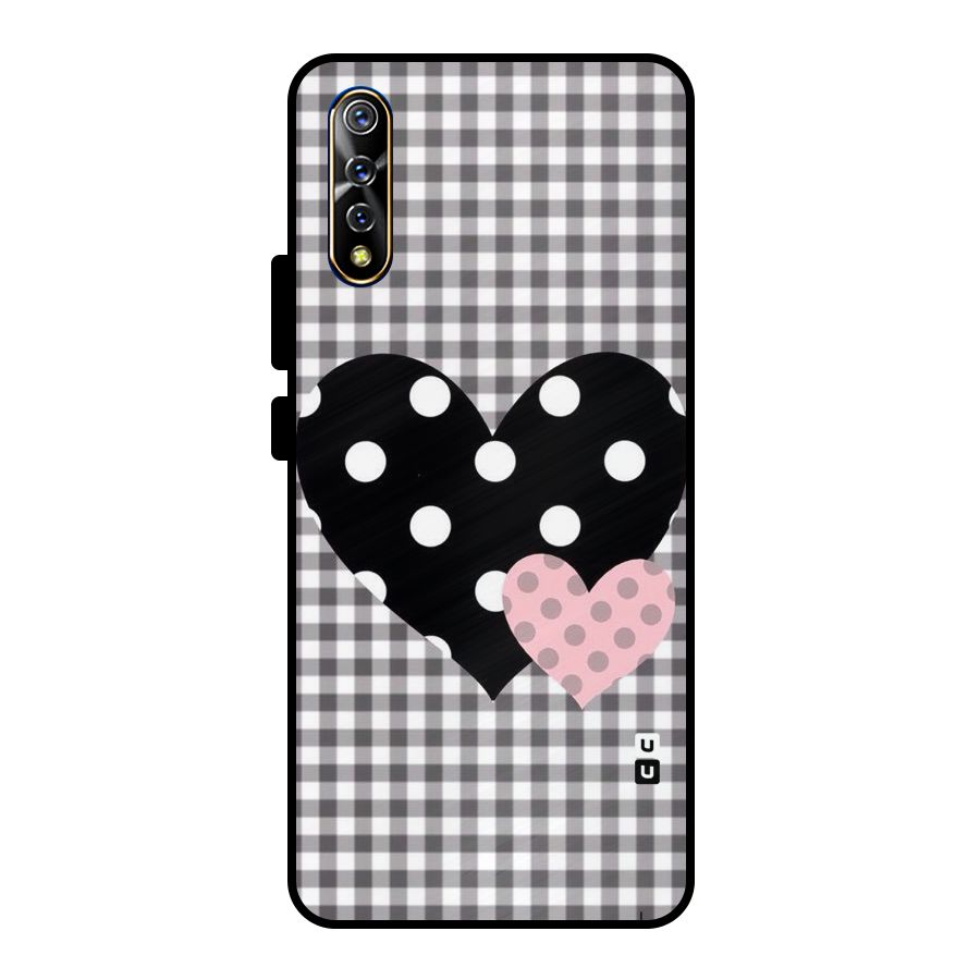 Polka Check Hearts Metal Back Case for Vivo S1