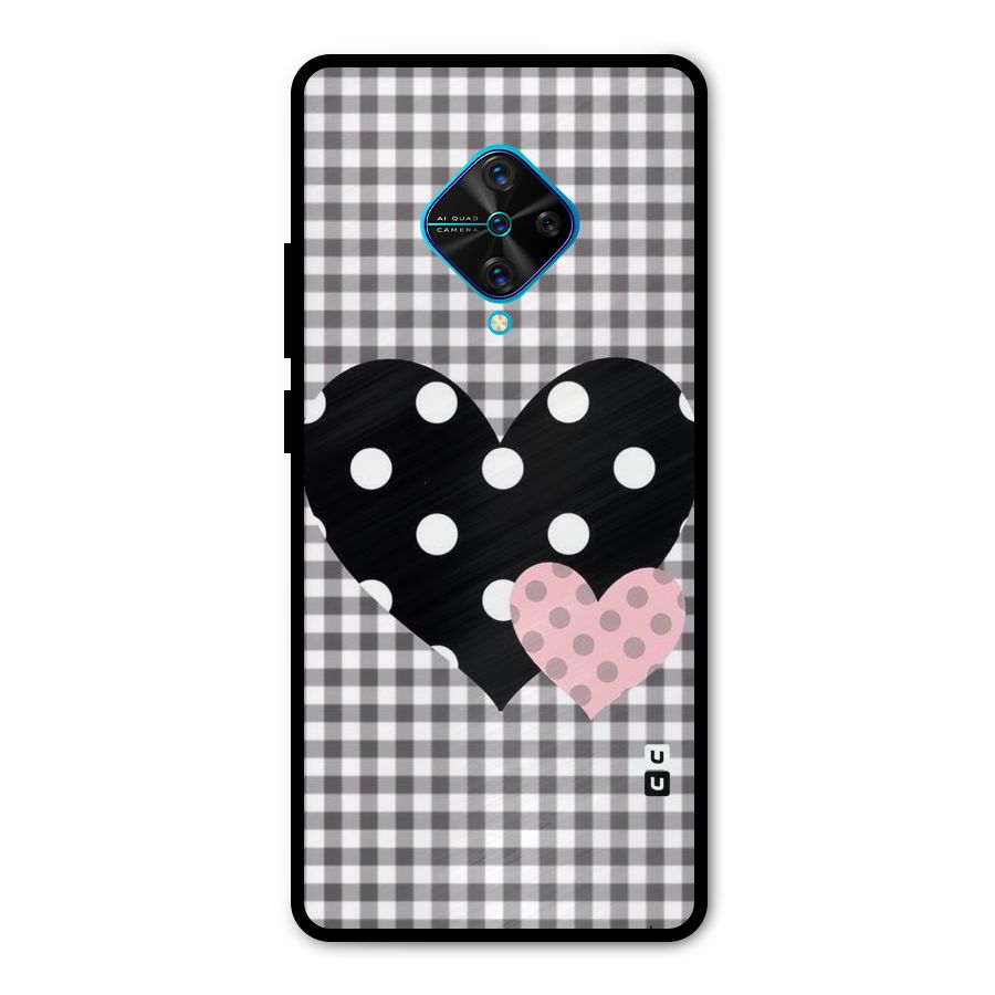 Polka Check Hearts Metal Back Case for Vivo S1 Pro