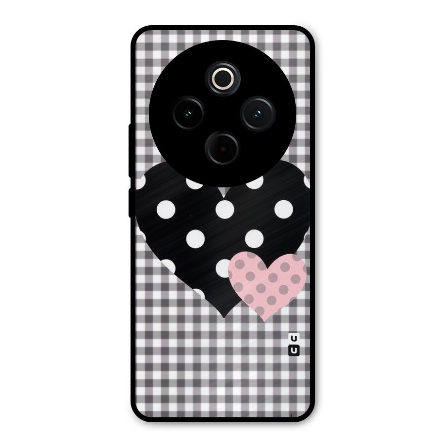 Polka Check Hearts Metal Back Case for Vivo T4