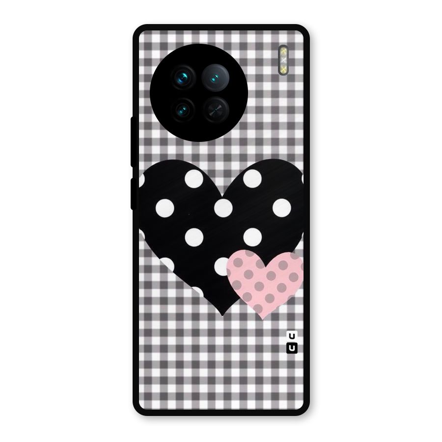 Polka Check Hearts Metal Back Case for Vivo X90